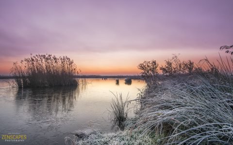 Zonsopkomst in de Onlanden bij Groningen