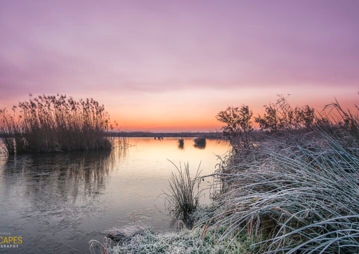 Zonsopkomst in de Onlanden bij Groningen